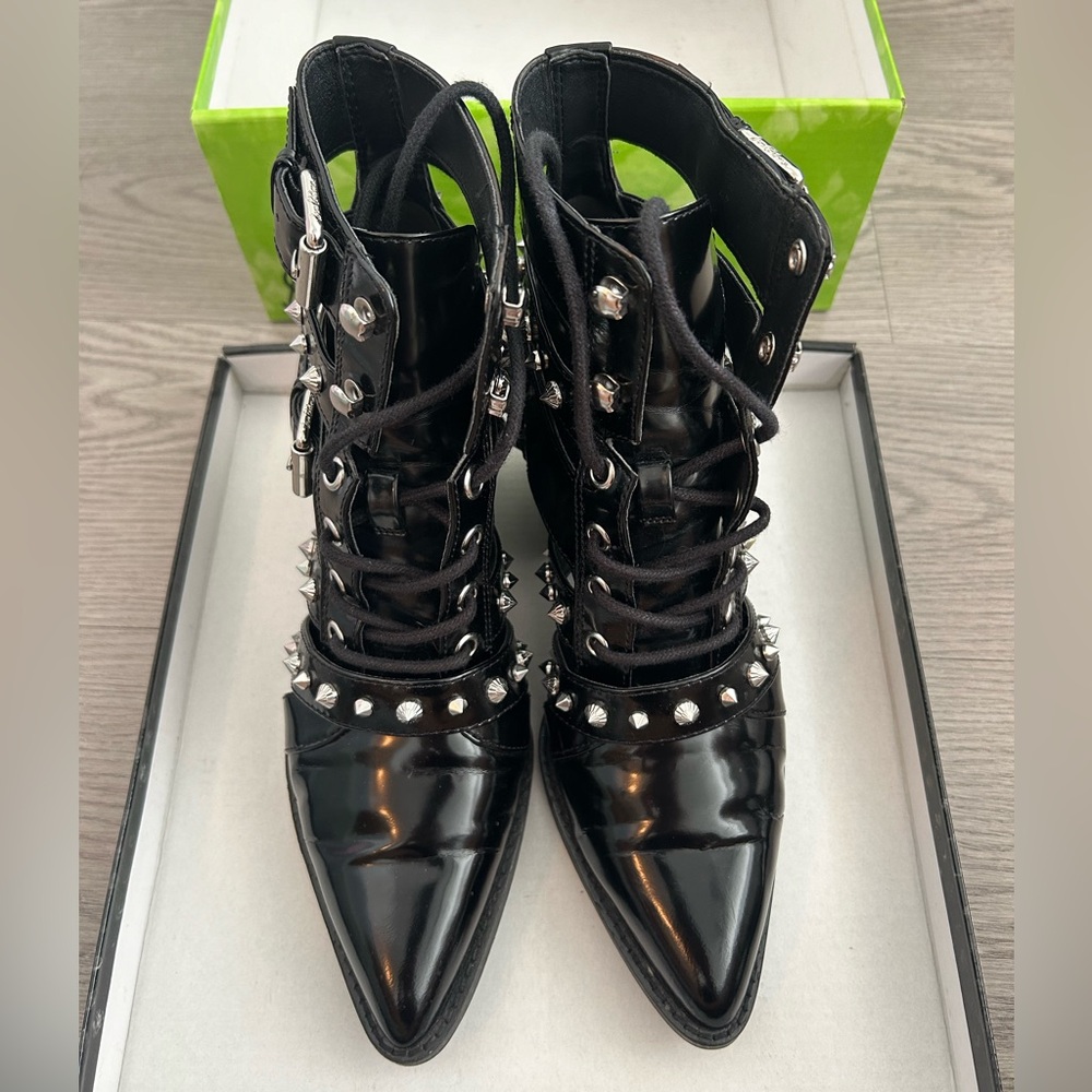 Sam Edelman Black Studded Boots with Glossy Finish in Size 6.5